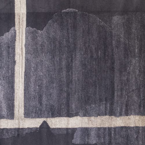 Atlas Pattern one rug, Weft and warp in cotton and hand-spun and Tibetan wool in white and blue pattern.