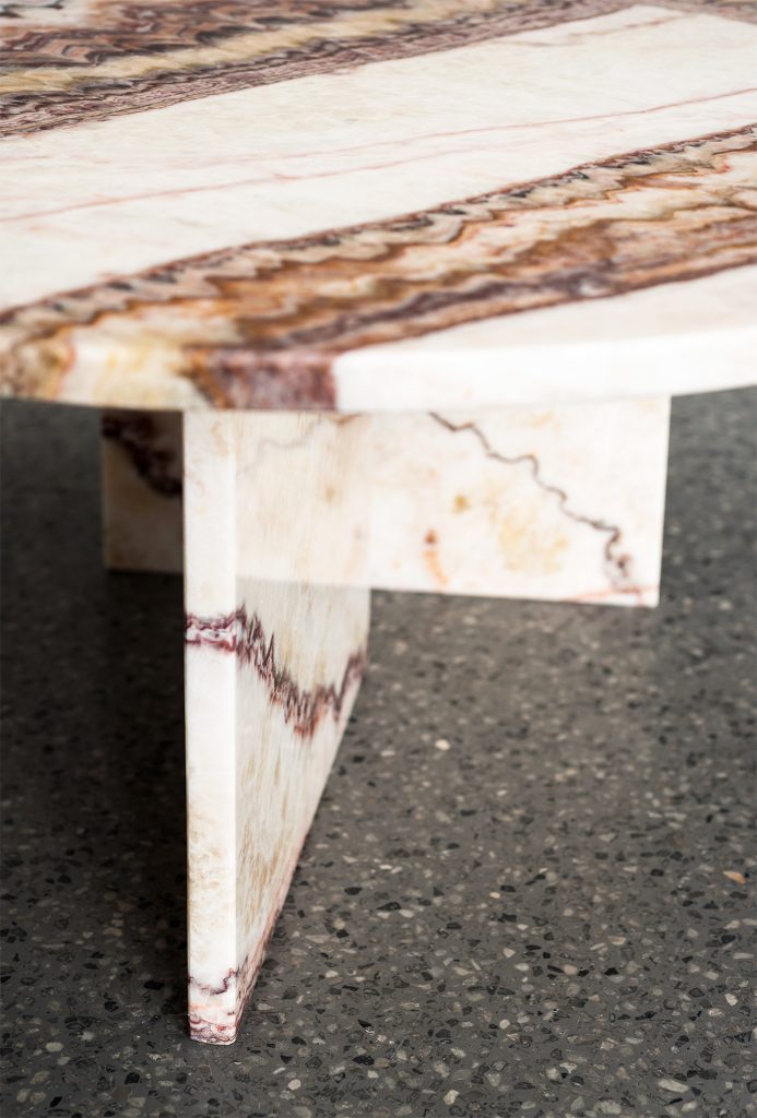 Gradient brown marble table with a gradient and imperfect base