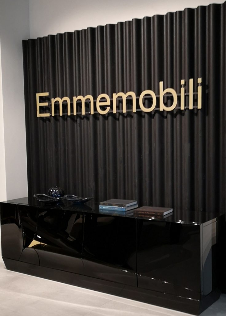 decorative panel in the form of horizontal lines made of a wooden base in a black colour tone