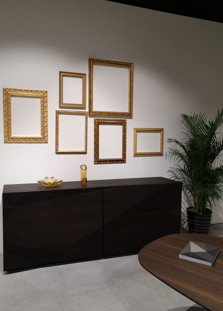 3d sideboard made of black wood in a living room