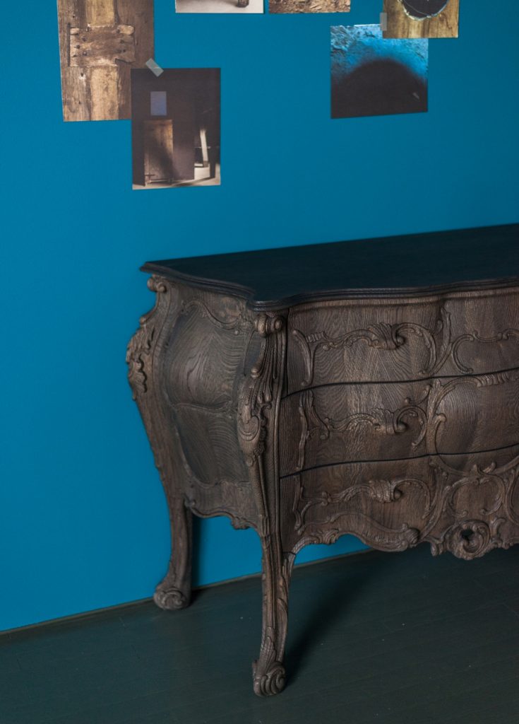 sideboard made on a black wooden base with a classic design