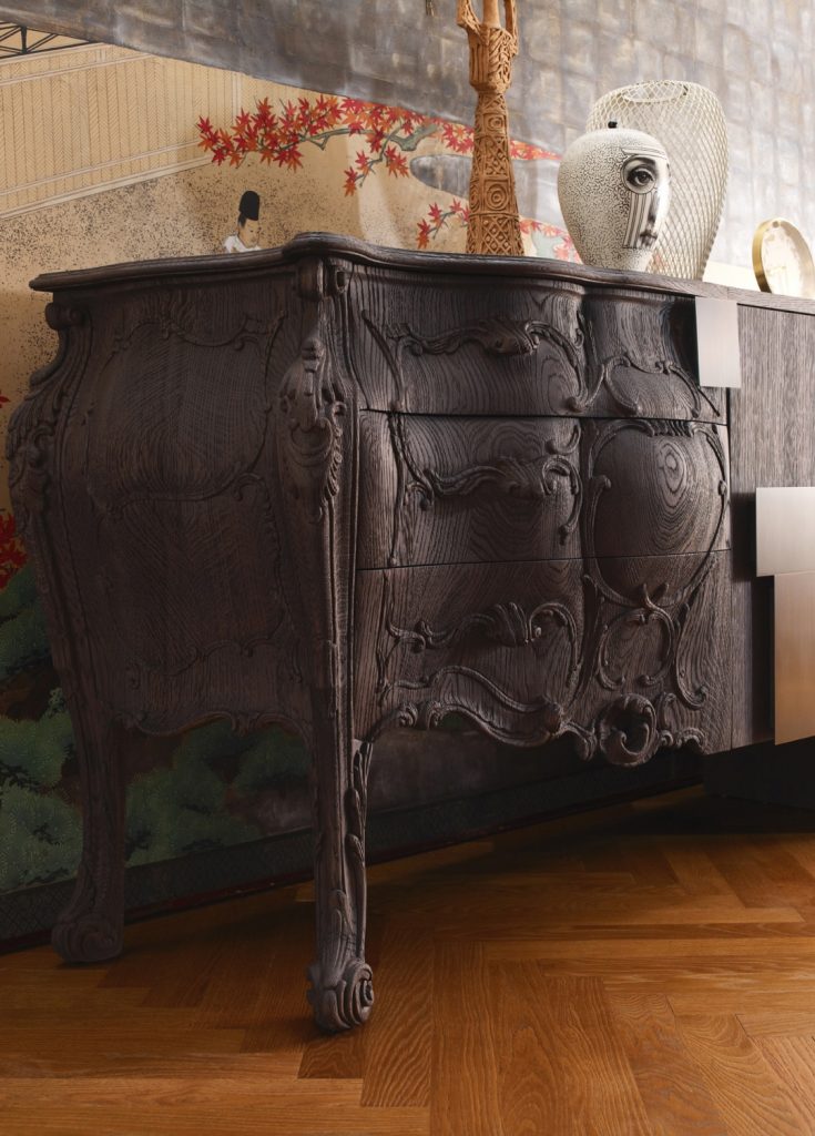 sideboard made on a black wooden base with a classic design