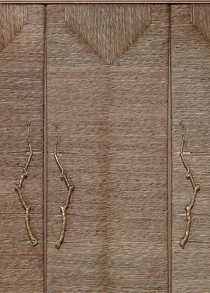 furniture covering made of straw in a beige tone