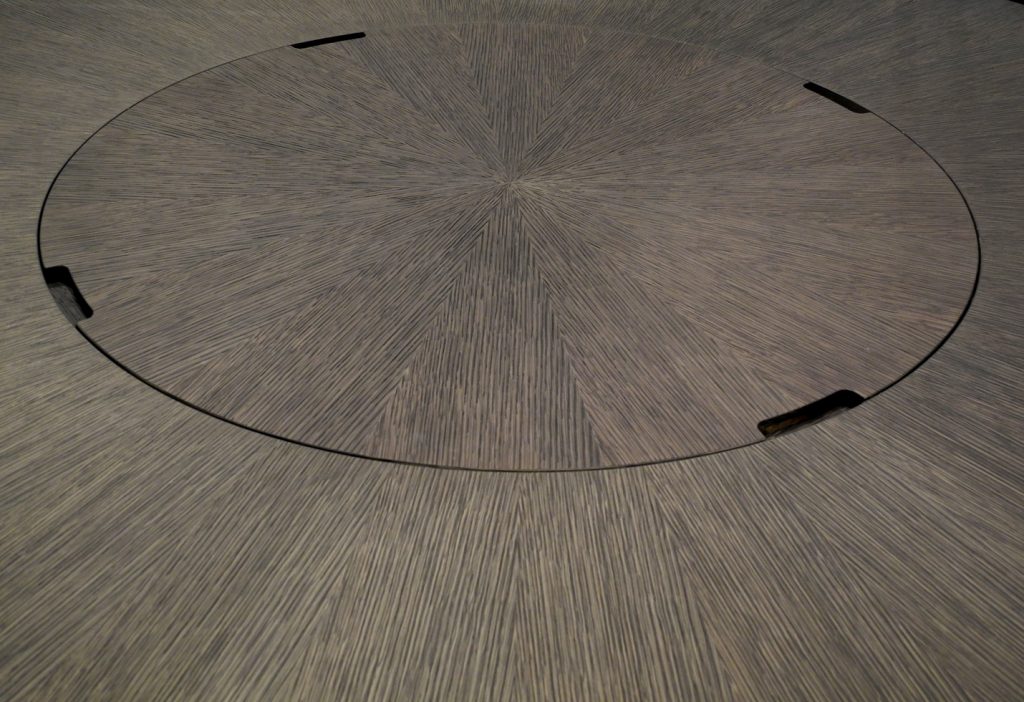 table top made of wood in a flamed grey colour tone