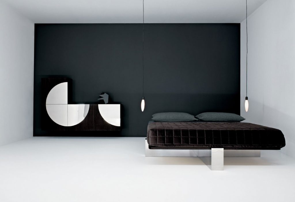 Double bed without headboard made on an oak wood base (without mattress) in a white colour tone