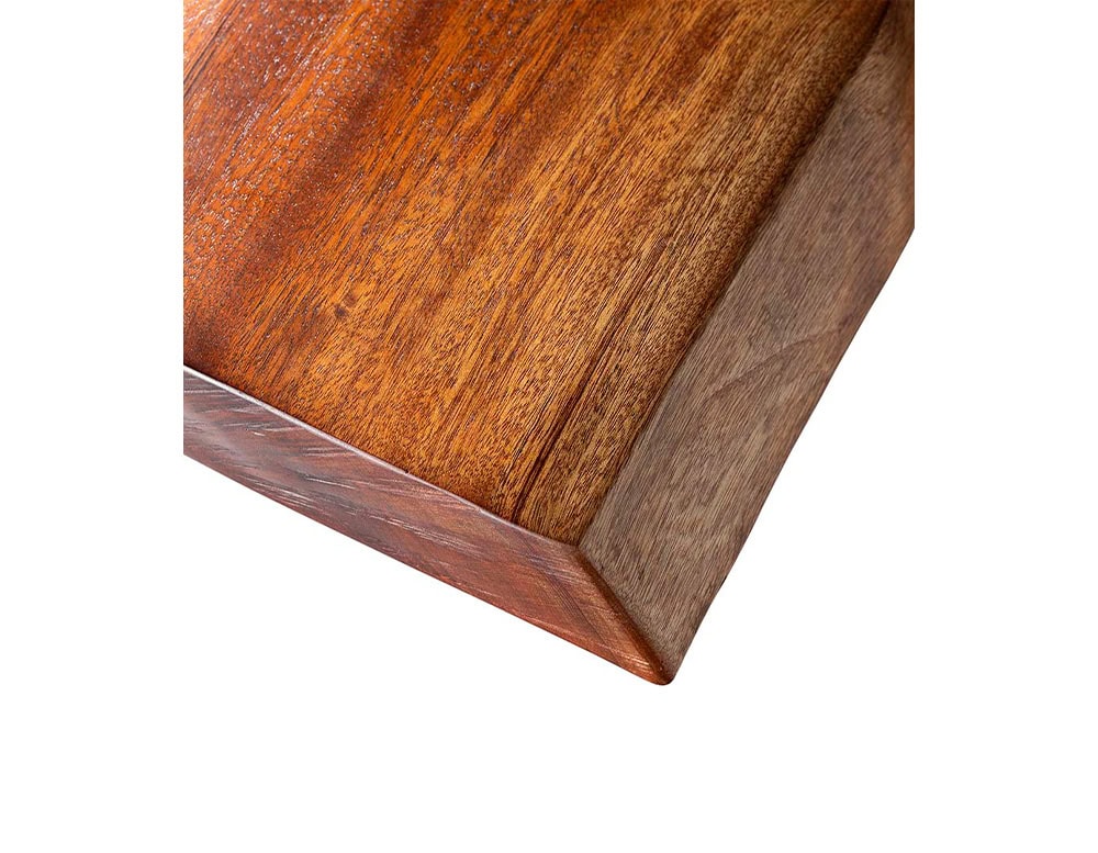 A detailed close-up of the Individual Outdoor Coffee Table showcasing its rich wood grain smooth finish and precise craftsmanship