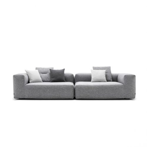 Montecarlo Lounge sofas with backrest and armrest in gray fabric on a white background.