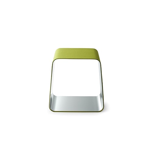 WGS stool with a rectangle shape. Internal part in silver and external part in yellow on a white background.