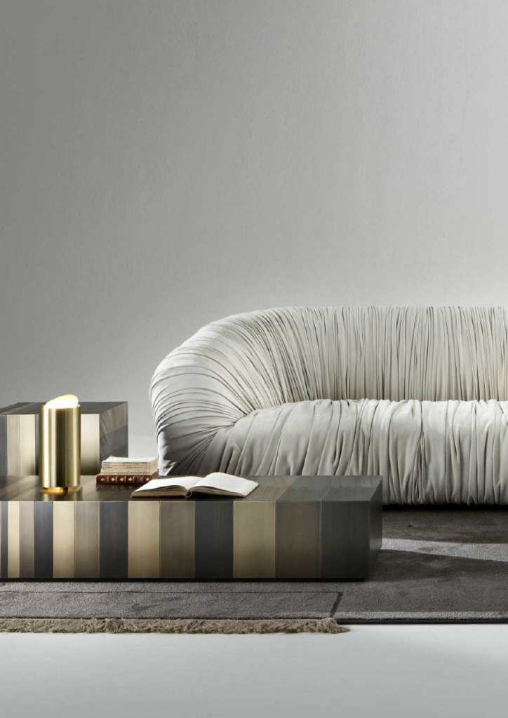 Leathers finish sample in a white color in a sofa in a living room.