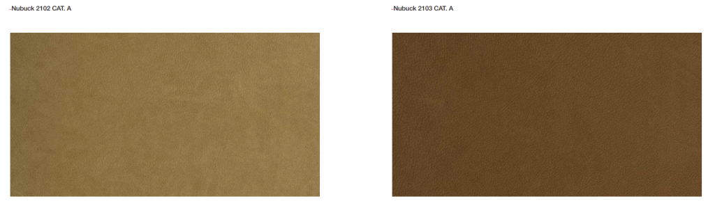 Leathers finish sample in brown color on a white background.