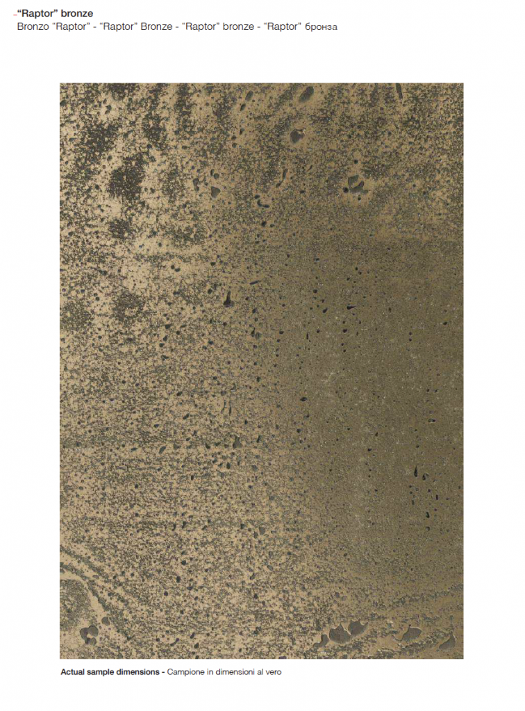 Liquid finish wood sample in bronze color with corrugated pattern, on a white background.