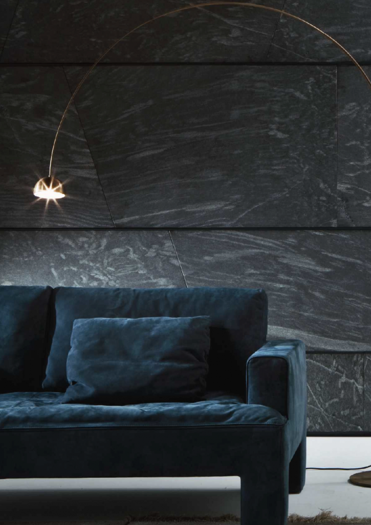 Marble sample in gray color on a wall.