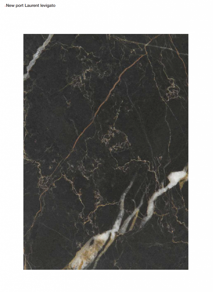 Marble sample in white, brown and black color with veins on a white background.