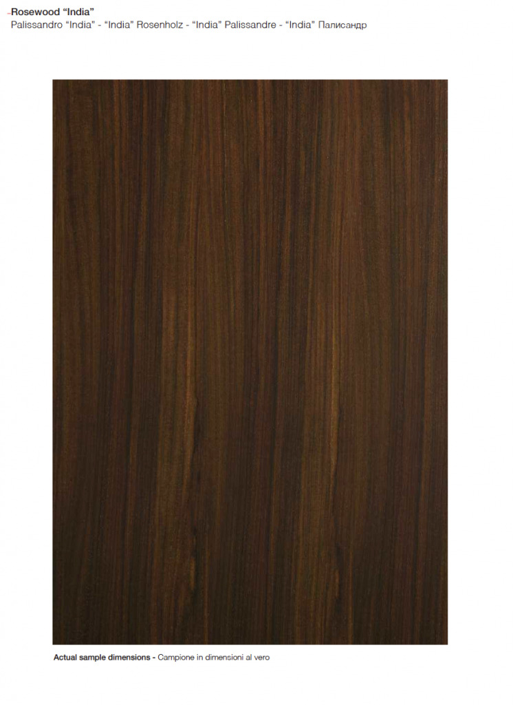 Special finish wood sample in a dark brown color with intricate designs and textures, set against a white background.