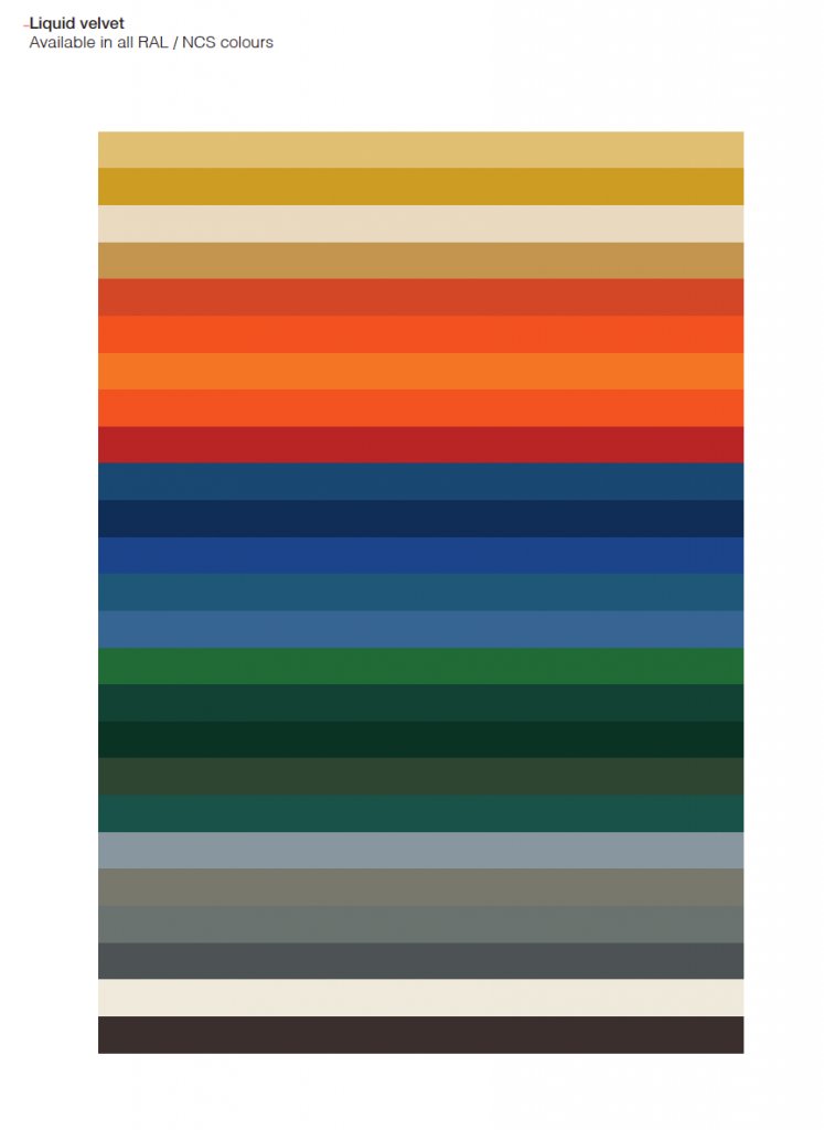 Velvet finish wood sample in a multicolored palette with a smooth, luxurious texture, on a white background.
