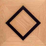 Inlay mosaic wood finish with black diamond patterns.