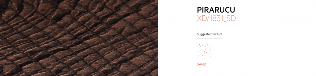 Arapaima material sample featuring a textured surface in shades of dark brown, resembling fish scales.