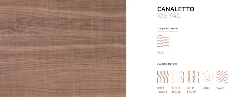 Canaletto material sample with brown tones and subtle grain patterns.