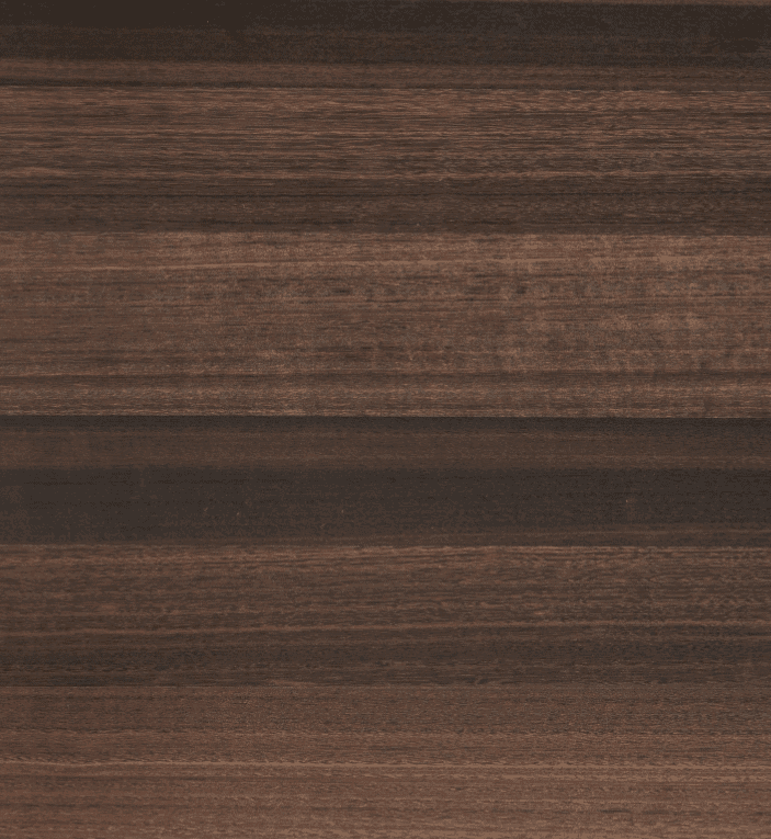 Smoked Eucalyptus material sample of wood with dark brown and black grain patterns.
