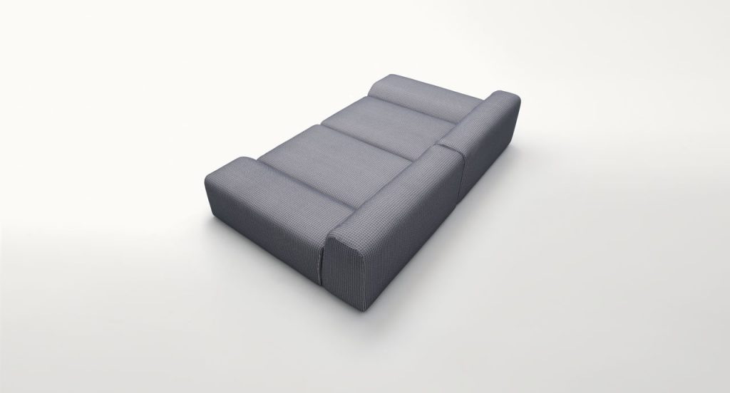 All Time Series composed of large sectional seating elements, upholstered in grey fabric on a white background.