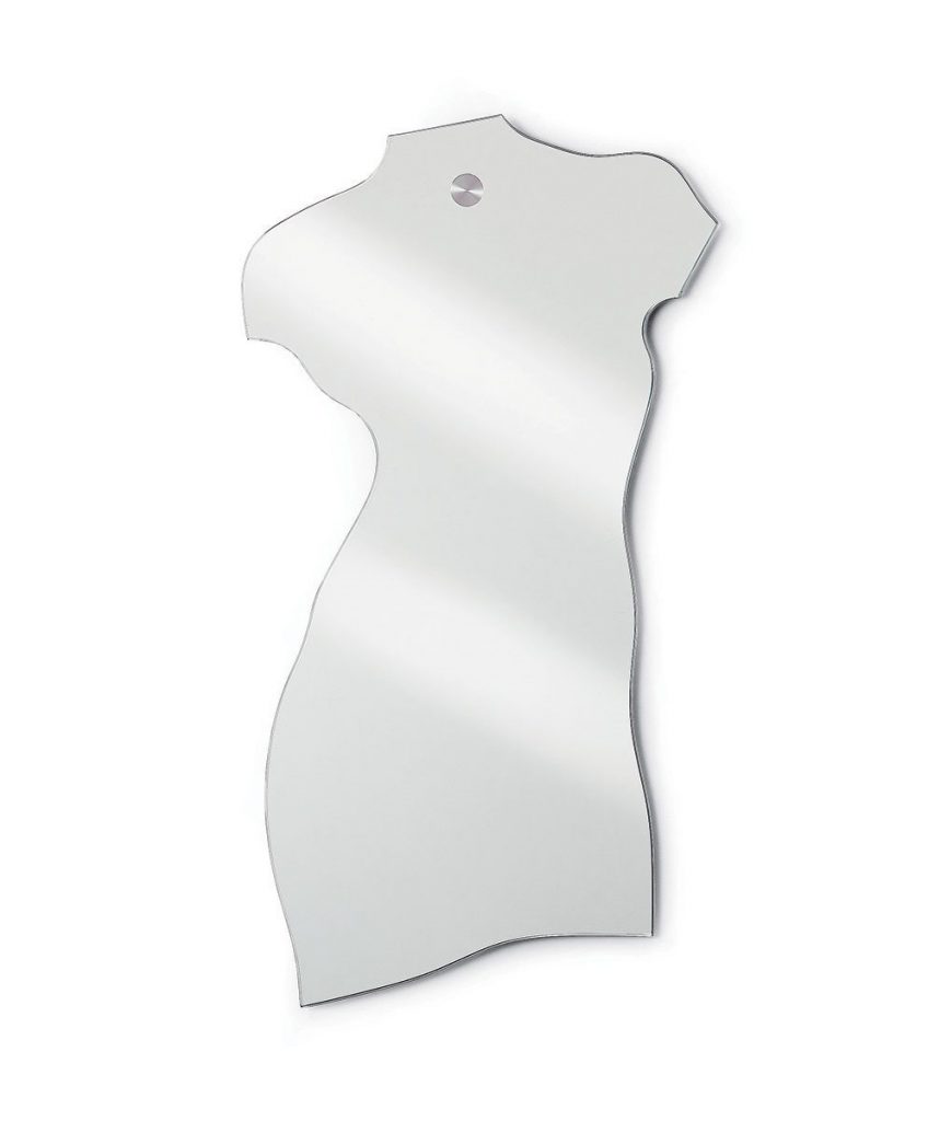 Milo mirror in the shape of the torso of the human body on a white background.
