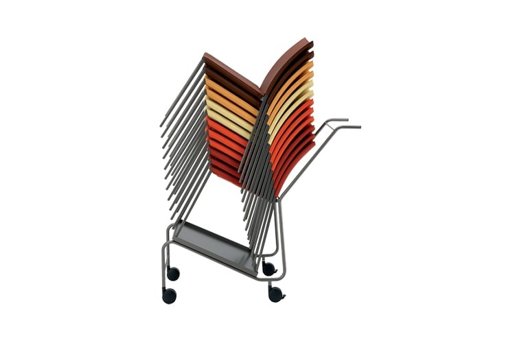 Multicolored Talia 2080 chairs with a metal frame and and backrest on a white background,.