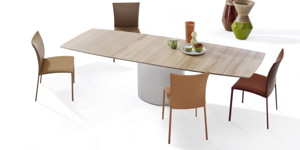 dining table made of white wood and rectangular top in white tone wood on a white background