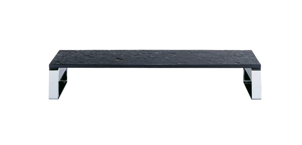 bench made of natural stone in a black and white color tone on a white background