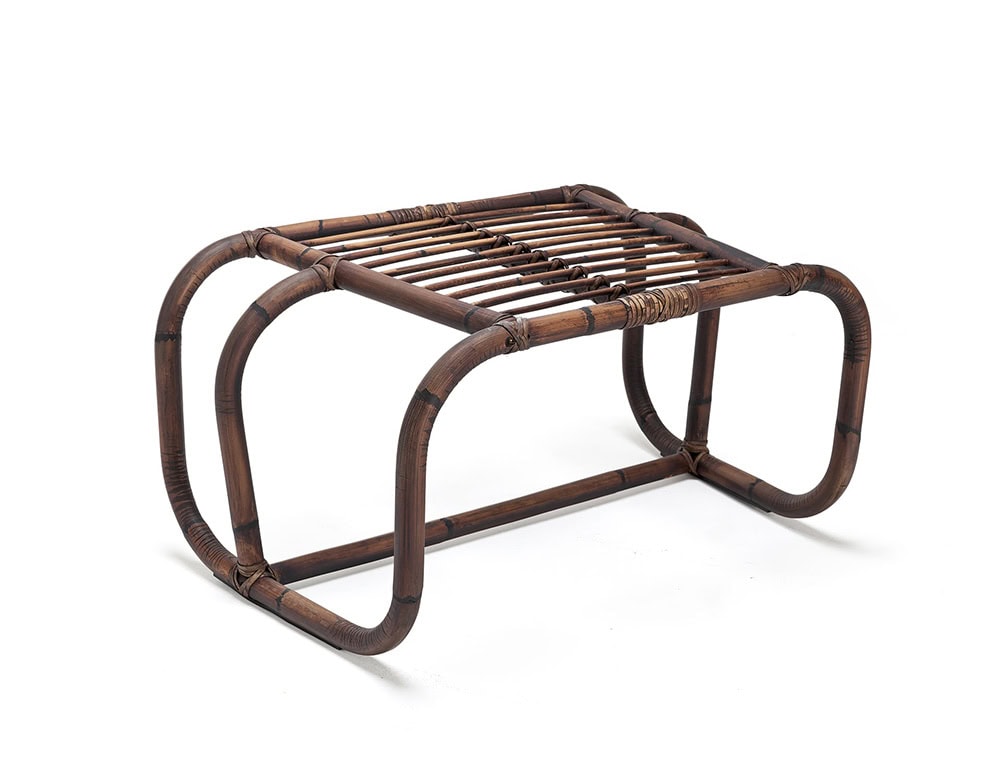 Jungle Pouf in brown wooden structure on a white background.
