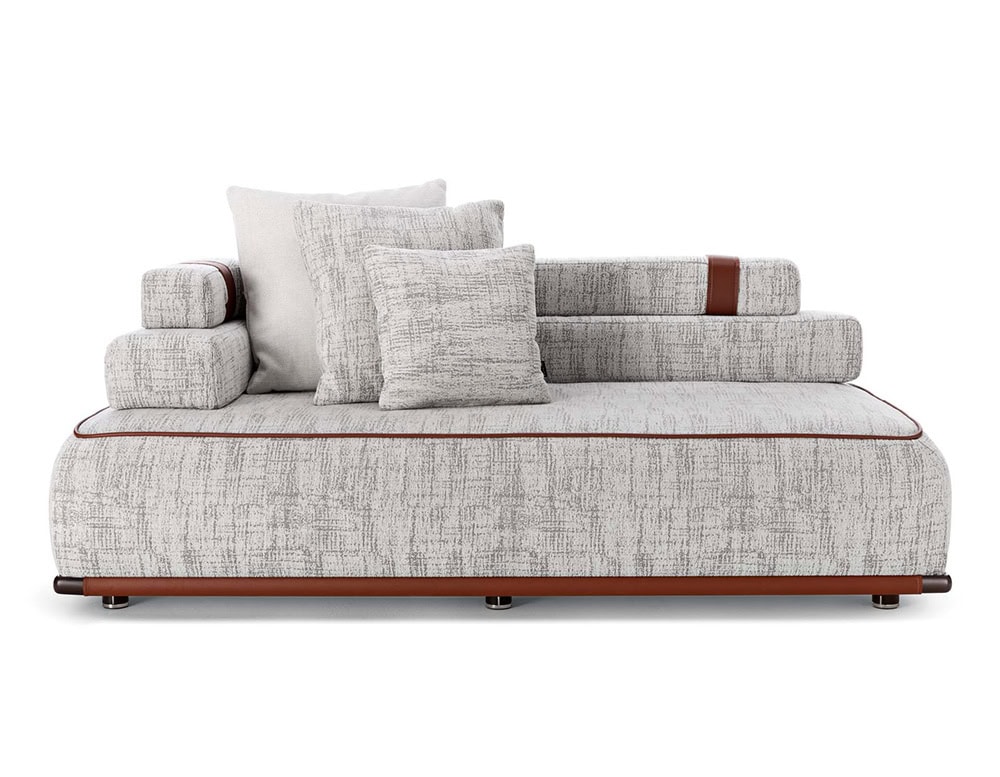 Panarea Sofa in gray and brown fabric with backrest on a white background.