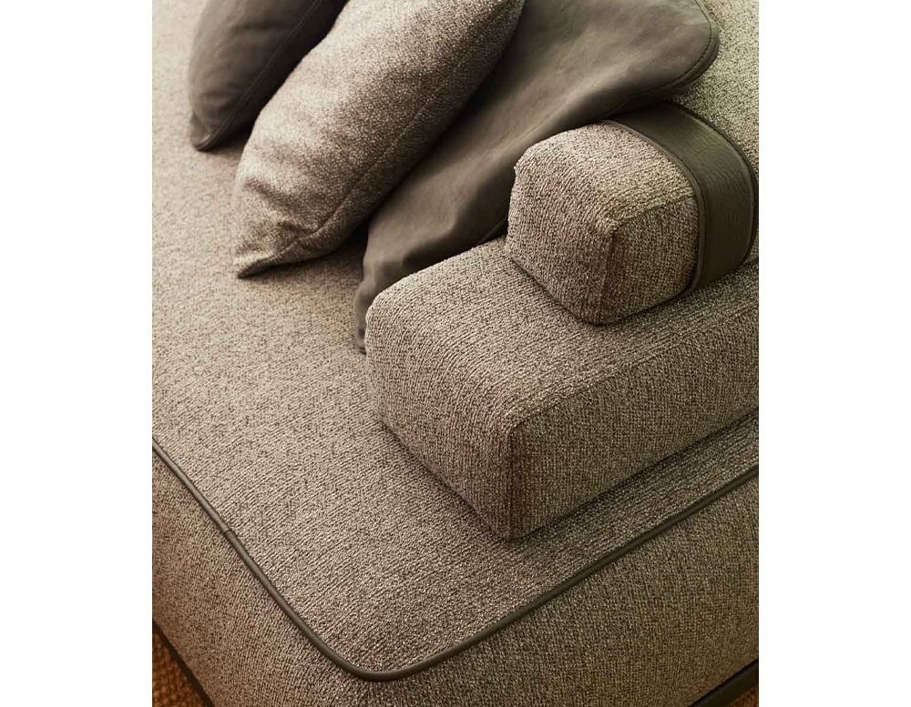 Panarea Sofa in gray fabric with backrest and cushions..