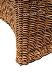 pouf made of wooden fabric in a brown tone on a white background