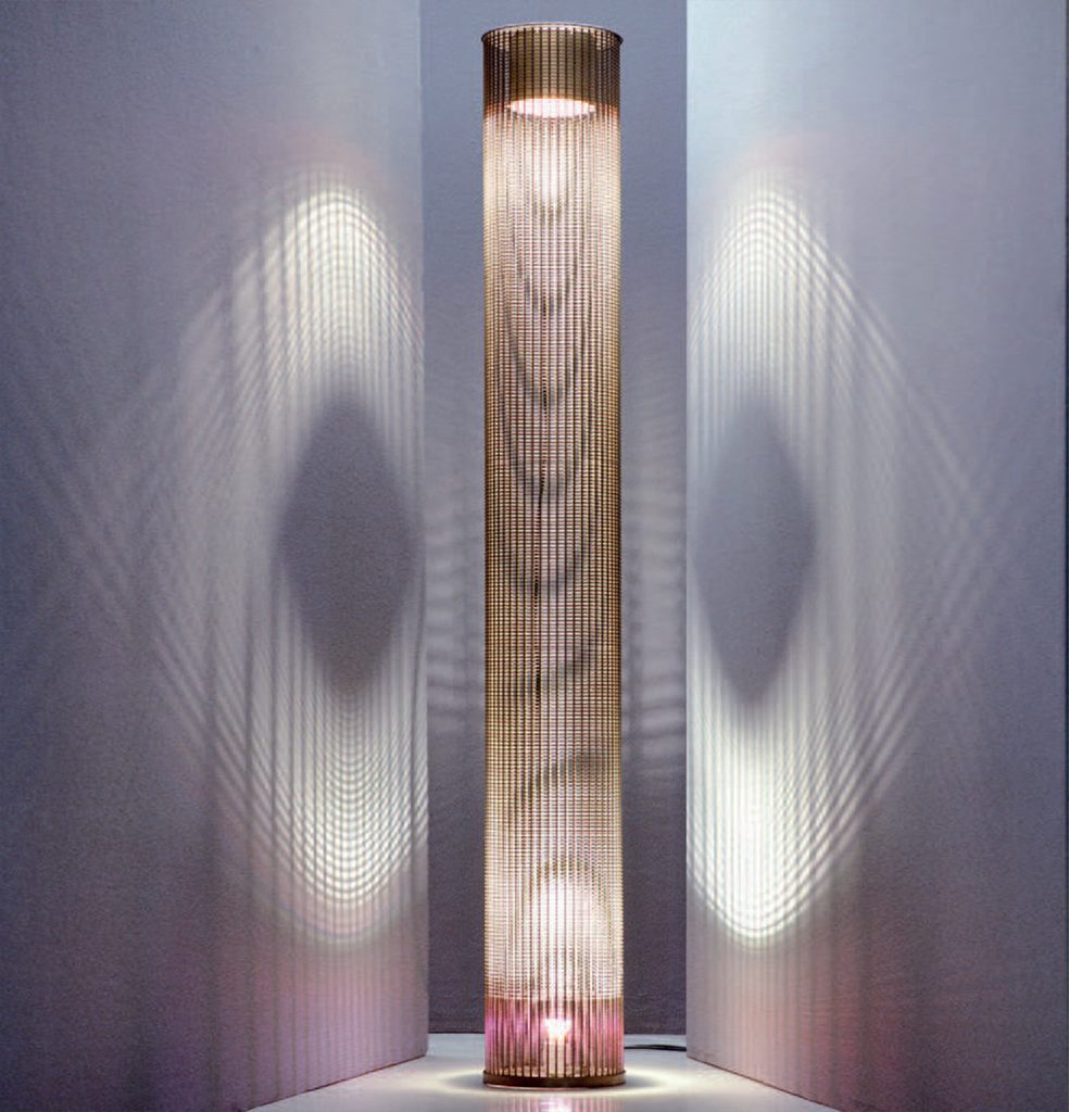 sculptural lighting made on a steel or iron base in a beige and brown tone