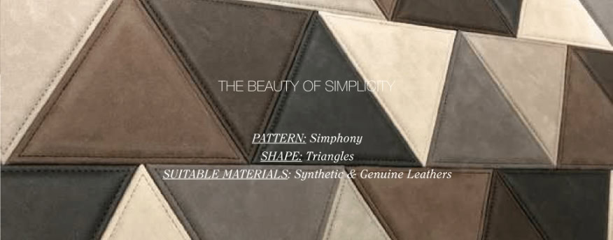 Closeup of Simphony mosaic in white, brown, black and gray with a triangular pattern.