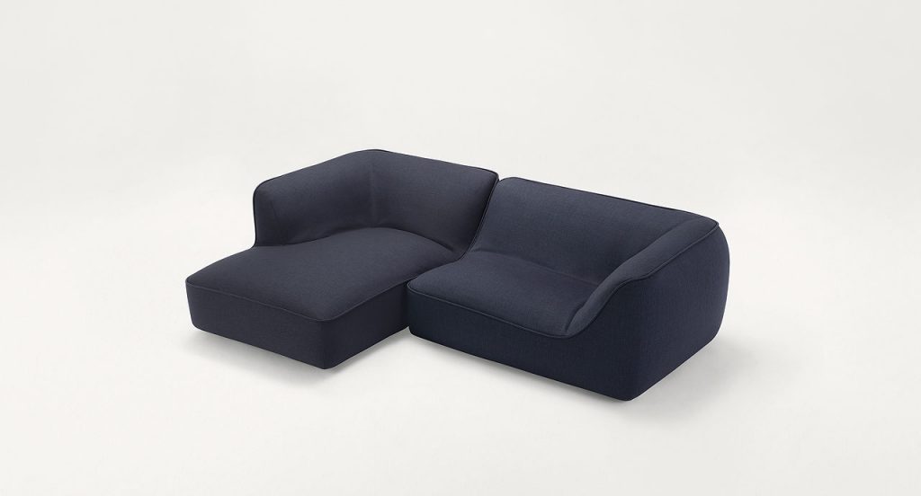 Two Black So Sofas, Two seater, fabrics upholstery, wood base on a white background.
