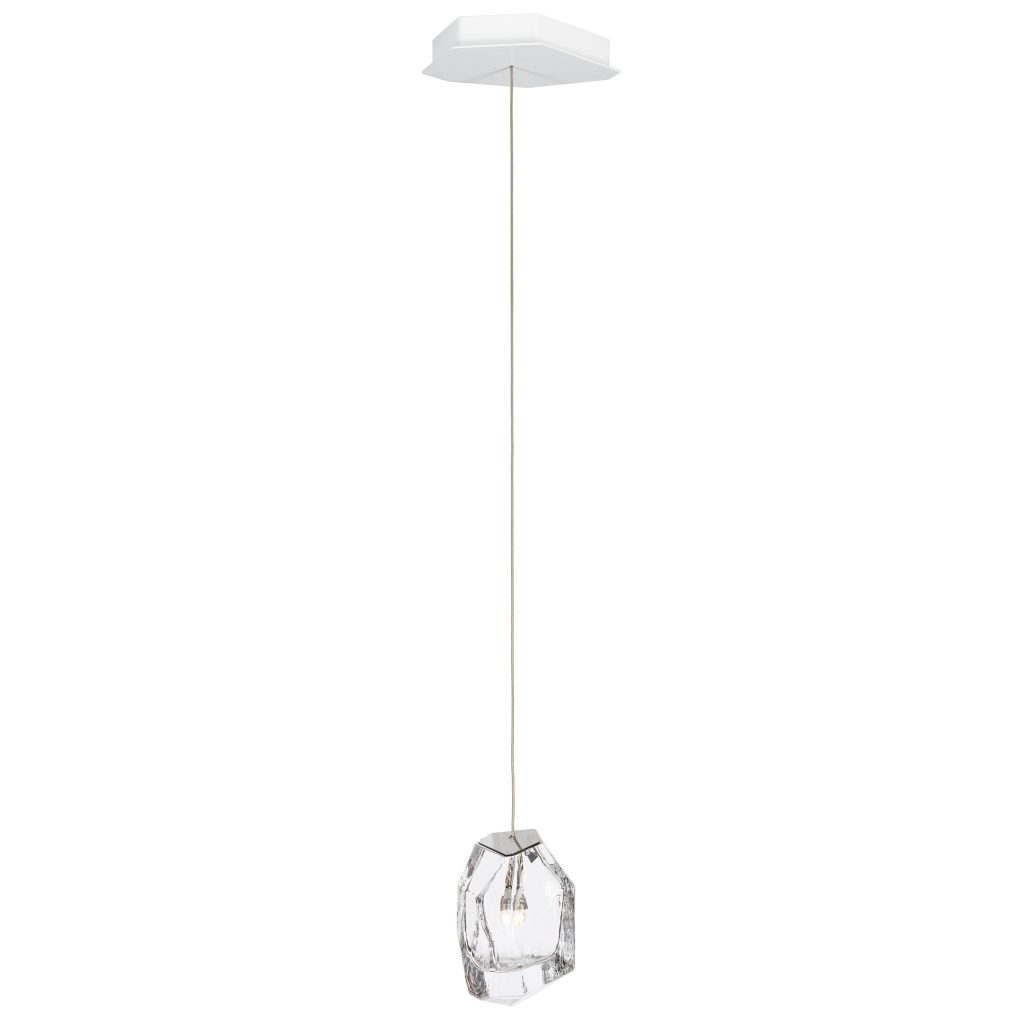 small lamp made in the shape of a cirstal stone in white color tone on a white background