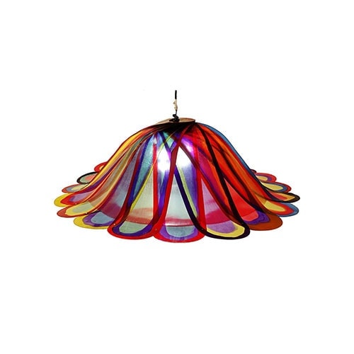 Lamp in flower spider design made of urethane resin base in light color tones on a white background