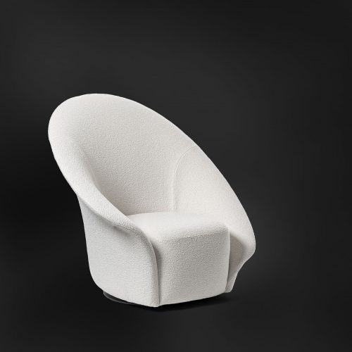 360 degree swivel armchair cover made of fabrics and leathers in a white tone on a black background