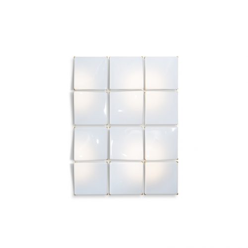 wall light in the form of square panels made of tinted glass on a white background
