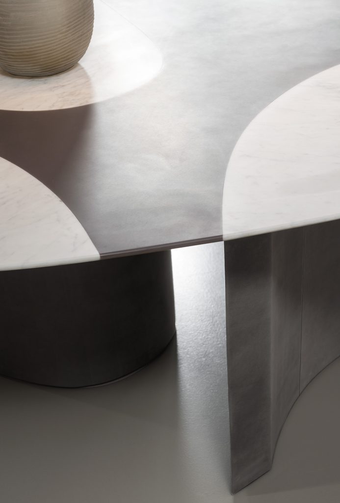 marble made in a white and gray stained color tone and stone bases