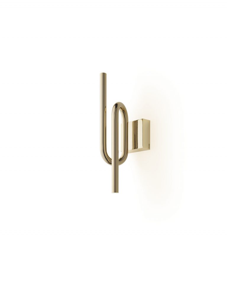 wall lamp emits symmetrical light in a gray tone on a white background