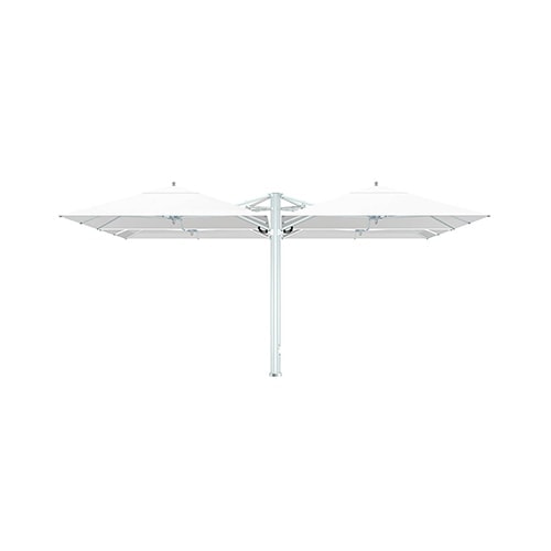 large parasol made of a wooden base and made of fabric in a white tone