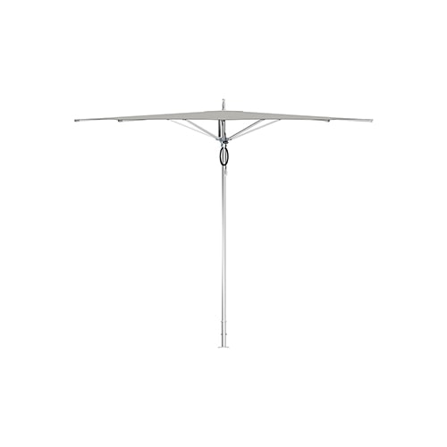 Top umbrella with canopy profile in the center made of titatio and fabric of a white color tone on a white background