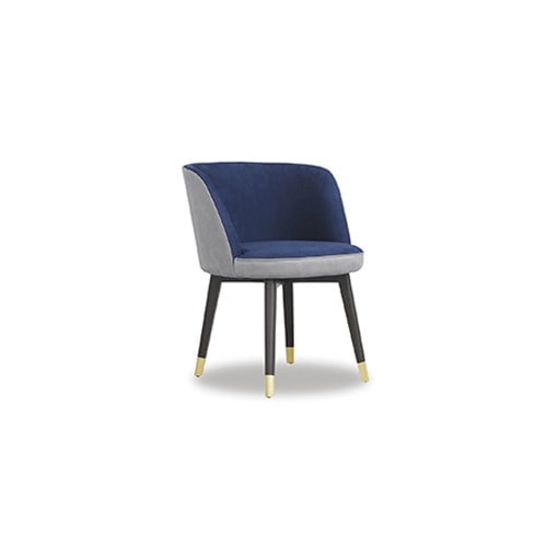 dining chair made of mixed upholstery on ash legs with brass tops in a black tone