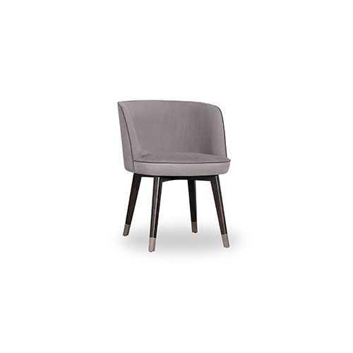 small armchair made of mixed upholstery on a metal structure in a lavender tone on a white background