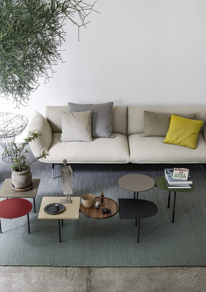 Universal square-shaped cushions made of goose down in shades of gray and yellow