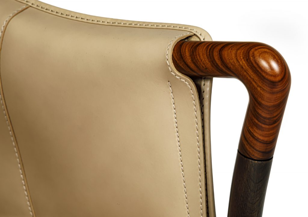 legs made of lacquered wood in a brown tone on a white background