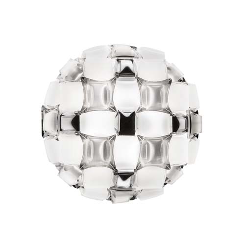 lamp made in the shape of a sphere made of white Opalflex® and Lentiflex® in a white and transparent tone