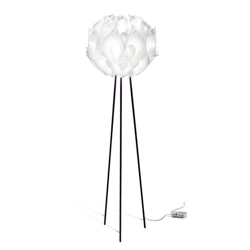 floor lamp made in the shape of a dandelion with three base legs made of aluminum base in a white tone