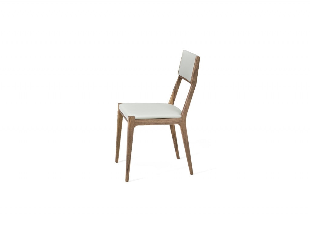 chair in a white tone and walnut or ash wood base in a light brown tone on a white background